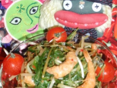 干し海老と水菜の中華風サラダ